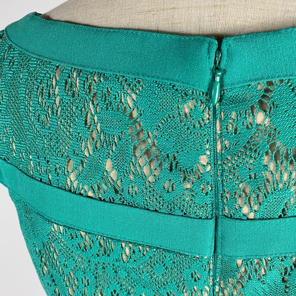 ADRIANNA PAPELL Kelly Green Lace Cap Sleeve Cocktail Sheath Dress US Womens 10 - Picture 6 of 9